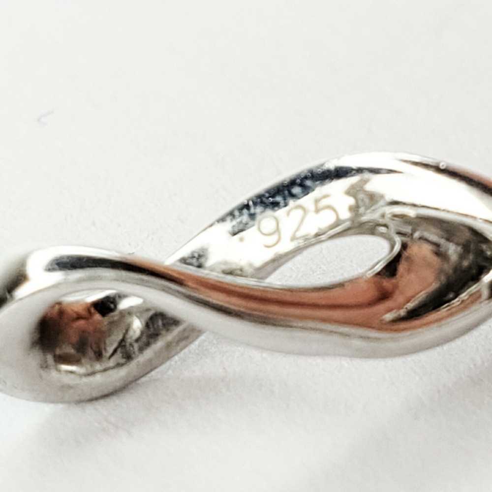 Vintage Sterling Silver 925 and Diamond Pendant Free Form Spiral - Picture 3 of 6
